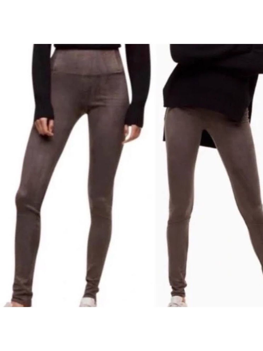 ARITZIA Wilfred Free taupe gray brown faux suede Daria leggings Sz L NWOT